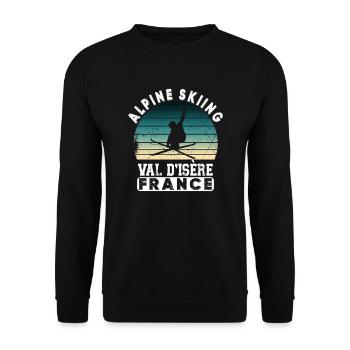 Skigebiet Val D'Isère Französische Alpen Souvenir - Unisex Pullover - Schwarz - Vorne - Alina (178cm) & Michal (187cm)