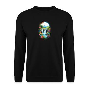 Waterfall Floral Vista - Unisex Sweatshirt - black - Front - Alina (178cm) & Michal (187cm)