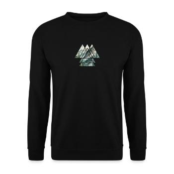 Dreieckige Aussicht auf die Berge - Unisex Pullover - Schwarz - Vorne - Alina (178cm) & Michal (187cm)