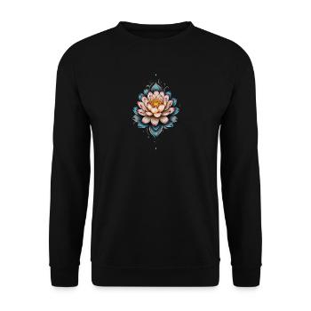 Schätze jeden Moment Blaue Blumen - Unisex Pullover - Schwarz - Vorne - Alina (178cm) & Michal (187cm)