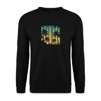 Tropical Vibes Gradient Palmen - Unisex Pullover - Schwarz - Vorne - Alina (178cm) & Michal (187cm)
