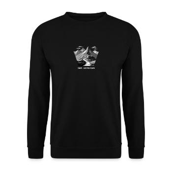 Abenteuer Bergweg suchen - Unisex Pullover - Schwarz - Vorne - Alina (178cm) & Michal (187cm)