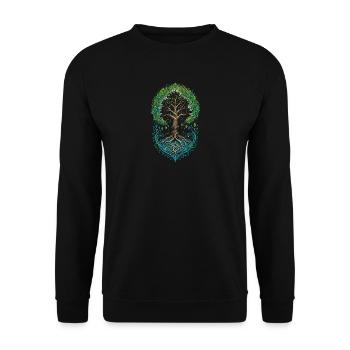 Verzierter Baum des Lebens Wachstum - Unisex Pullover - Schwarz - Vorne - Alina (178cm) & Michal (187cm)