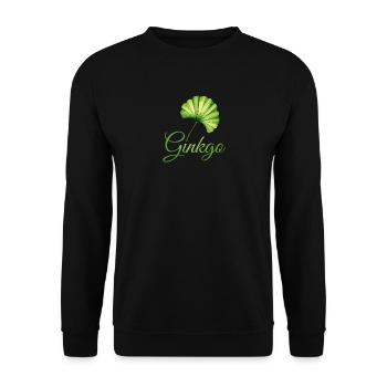 Ginkgoblatt Botanische Eleganz - Unisex Pullover - Schwarz - Vorne - Alina (178cm) & Michal (187cm)