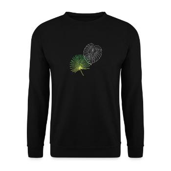 Line Art Palm Fan & Monstera Duo - Unisex Pullover - Schwarz - Vorne - Alina (178cm) & Michal (187cm)