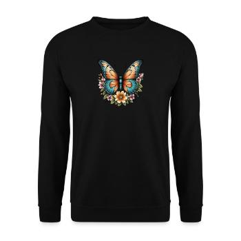 Papillon Floraison Harmonie - Sweat-shirt Unisexe - noir - Devant - Alina (178cm) & Michal (187cm)