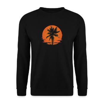 Distressed Sunset Palm Silhouette - Unisex Pullover - Schwarz - Vorne - Alina (178cm) & Michal (187cm)