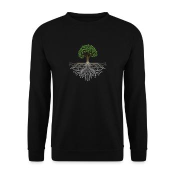Forschungsbaum: Verschmelzung von Natur und Technologie - Unisex Pullover - Schwarz - Vorne - Alina (178cm) & Michal (187cm)