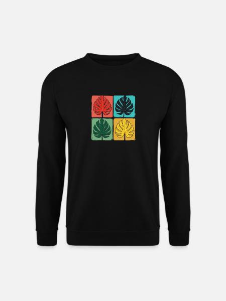 Grille de feuilles Retro Monstera - Sweat-shirt Unisexe - noir