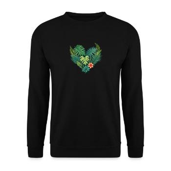 Tropical Heart Foliage Bloom - Unisex Sweatshirt - black - Front - Alina (178cm) & Michal (187cm)
