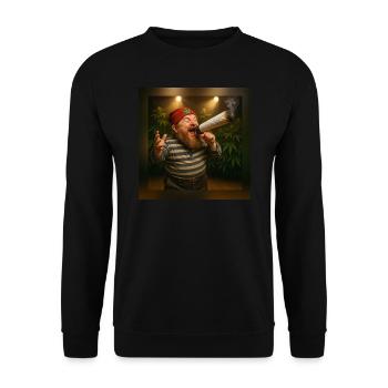 Marktschreier-Zwerg mit Joint-Megaphon - Unisex Pullover - Schwarz - Vorne - Alina (178cm) & Michal (187cm)