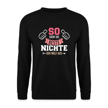 Nichte - Unisex Pullover - Schwarz - Vorne - Alina (178cm) & Michal (187cm)