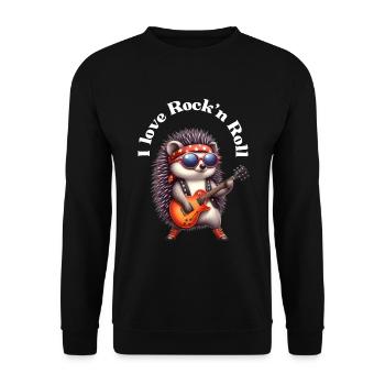 I love Rock 'n' Roll Hérisson - Collection loisirs - Sweat-shirt Unisexe - noir - Devant - Alina (178cm) & Michal (187cm)