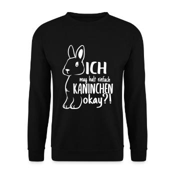 Kaninchen Hase Karnickel Häschen Spruch Geschenk - Unisex Pullover - Schwarz - Vorne - Alina (178cm) & Michal (187cm)