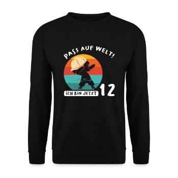 12.Geburtstag Dabbing 12 Jahre alt Geschenk - Unisex Pullover - Schwarz - Vorne - Alina (178cm) & Michal (187cm)
