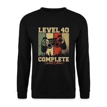 Niveau 40 Débloqué 40 Cadeau d’anniversaire - Sweat-shirt Unisexe - noir - Devant - Alina (178cm) & Michal (187cm)