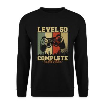 Level 50 Freigeschaltet 50 Geburtstag Geschenk - Unisex Pullover - Schwarz - Vorne - Alina (178cm) & Michal (187cm)