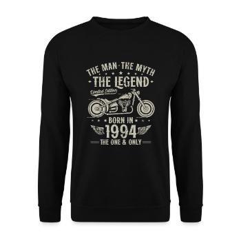 1994 Vintage Man Myth Legend Motorcycle - Unisex Sweatshirt - black - Front - Alina (178cm) & Michal (187cm)