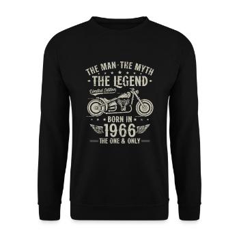 1966 Vintage homme mythe légende moto - Sweat-shirt Unisexe - noir - Devant - Alina (178cm) & Michal (187cm)