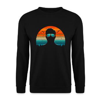 Vintage Man with Sunglasses - Retro Silhouette - Unisex Sweatshirt - black - Front - Alina (178cm) & Michal (187cm)