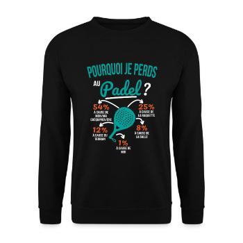 Padel gift idea - Why am I losing at Padel? - Unisex Sweatshirt - black - Front - Alina (178cm) & Michal (187cm)