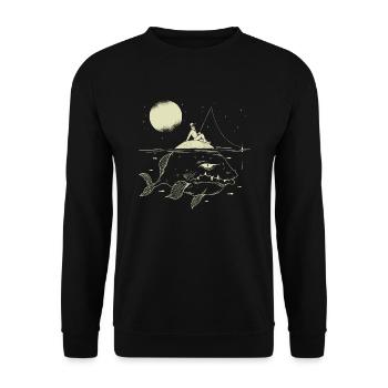 Pêcher pêche rétro rétro pêcheur vintage - Sweat-shirt Unisexe - noir - Devant - Alina (178cm) & Michal (187cm)