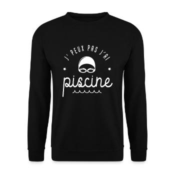 J'peux pas j ai piscine cadeau humour natation - Sweat-shirt Unisexe - noir - Devant - Alina (178cm) & Michal (187cm)