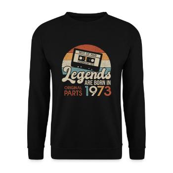 Legends Casette 1973 Geburtstagsgeschenk 50 Jahre - Unisex Pullover - Schwarz - Vorne - Alina (178cm) & Michal (187cm)