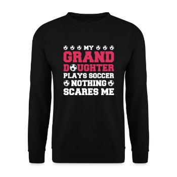 Fußball Oma Enkelin Fußball Oma Sport Geschenk - Unisex Pullover - Schwarz - Vorne - Alina (178cm) & Michal (187cm)