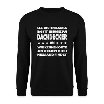 Dachdecker Beruf Dachdeckerei Geschenk - Unisex Pullover - Schwarz - Vorne - Alina (178cm) & Michal (187cm)