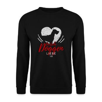 Deutsche Doggen Liebe mit Herz - Unisex Pullover - Schwarz - Vorne - Alina (178cm) & Michal (187cm)