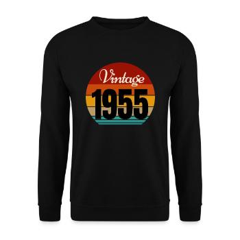 Jahrgang 1955 - Unisex Pullover - Schwarz - Vorne - Alina (178cm) & Michal (187cm)