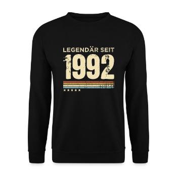 31. Geburtstag 31 Jahre Retro Legendär seit 1992 - Unisex Pullover - Schwarz - Vorne - Alina (178cm) & Michal (187cm)