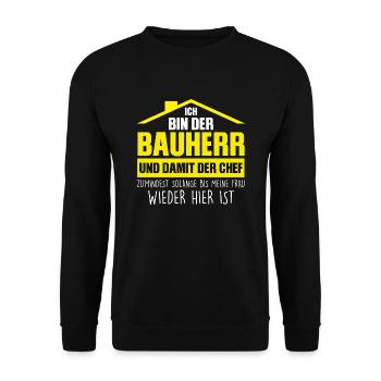Bauherr Bauherrin Eigenheim Geschenk - Unisex Pullover - Schwarz - Vorne - Alina (178cm) & Michal (187cm)