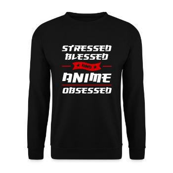Anime merch Anime Anime Merchandise Geschenk - Unisex Pullover - Schwarz - Vorne - Alina (178cm) & Michal (187cm)