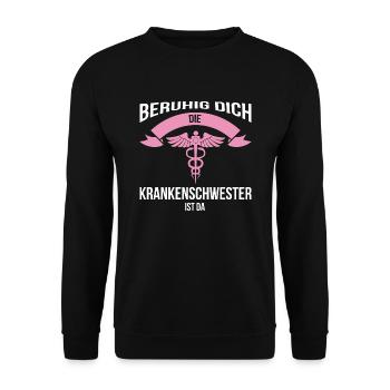Krankenschwester Beruf Notkrankenschwester Geschen - Unisex Pullover - Schwarz - Vorne - Alina (178cm) & Michal (187cm)