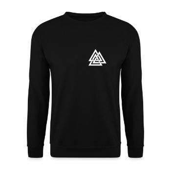 Wikinger Odin Knoten Nordische Mythologie Rune - Unisex Pullover - Schwarz - Vorne - Alina (178cm) & Michal (187cm)