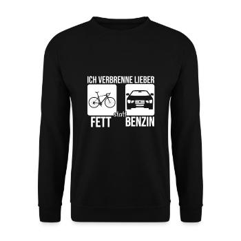 Fahrrad Spruch MTB Burn Fat Oil Rennrad Geschenk - Unisex Pullover - Schwarz - Vorne - Alina (178cm) & Michal (187cm)