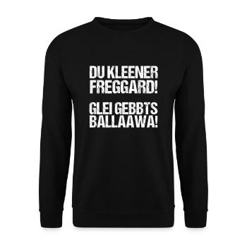 Saarland Dialekt Spruch Saarbrücken Witzig - Unisex Pullover - Schwarz - Vorne - Alina (178cm) & Michal (187cm)