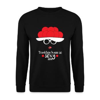 Schwarzwaldmädel Schwarzwald Bollenhut Geschenk - Unisex Pullover - Schwarz - Vorne - Alina (178cm) & Michal (187cm)