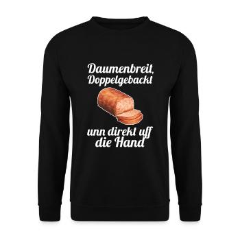 Hauptsach Gudd Gess Saarland Saarländer Fleischkäs - Unisex Pullover - Schwarz - Vorne - Alina (178cm) & Michal (187cm)