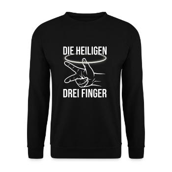 Mechaniker - Drei Finger Regel Richtung - Unisex Pullover - Schwarz - Vorne - Alina (178cm) & Michal (187cm)