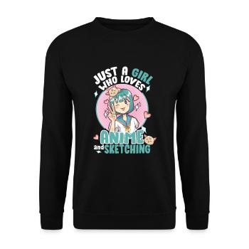 Anime Sketching Drawing Art Paint Draw Comic - Unisex Sweatshirt - black - Front - Alina (178cm) & Michal (187cm)