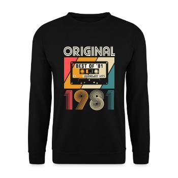 Née en 1981 naissance rétro anniversaire Best of '81 - Sweat-shirt Unisexe - noir - Devant - Alina (178cm) & Michal (187cm)