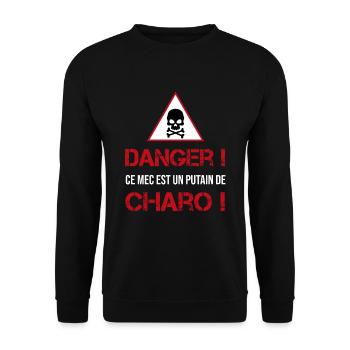 Attention gros charo | charognard drague - Sweat-shirt Unisexe - noir - Devant - Alina (178cm) & Michal (187cm)