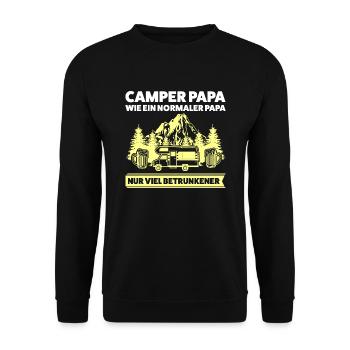 Camper Papa Camping Geschenk - Unisex Pullover - Schwarz - Vorne - Alina (178cm) & Michal (187cm)