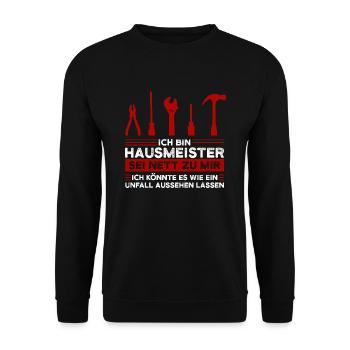 Hausmeister Job Hauswart Geschenk - Unisex Pullover - Schwarz - Vorne - Alina (178cm) & Michal (187cm)