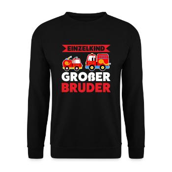 Großer Bruder Feuerwehr Brüder Geschenk - Unisex Pullover - Schwarz - Vorne - Alina (178cm) & Michal (187cm)