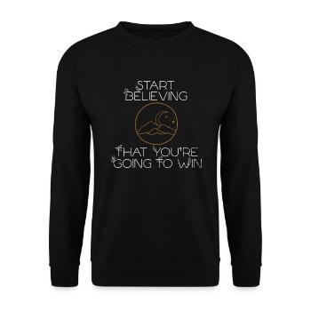 Denkweise Beginnen Sie zu glauben, geometrisches Inspirat zu gewinnen - Unisex Pullover - Schwarz - Vorne - Alina (178cm) & Michal (187cm)