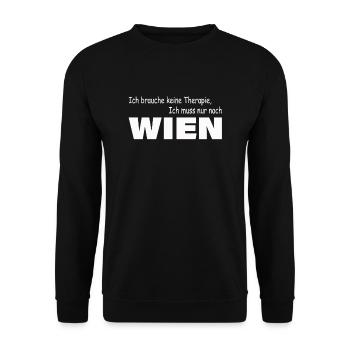 Therapie WIEN - Unisex Pullover - Schwarz - Vorne - Alina (178cm) & Michal (187cm)